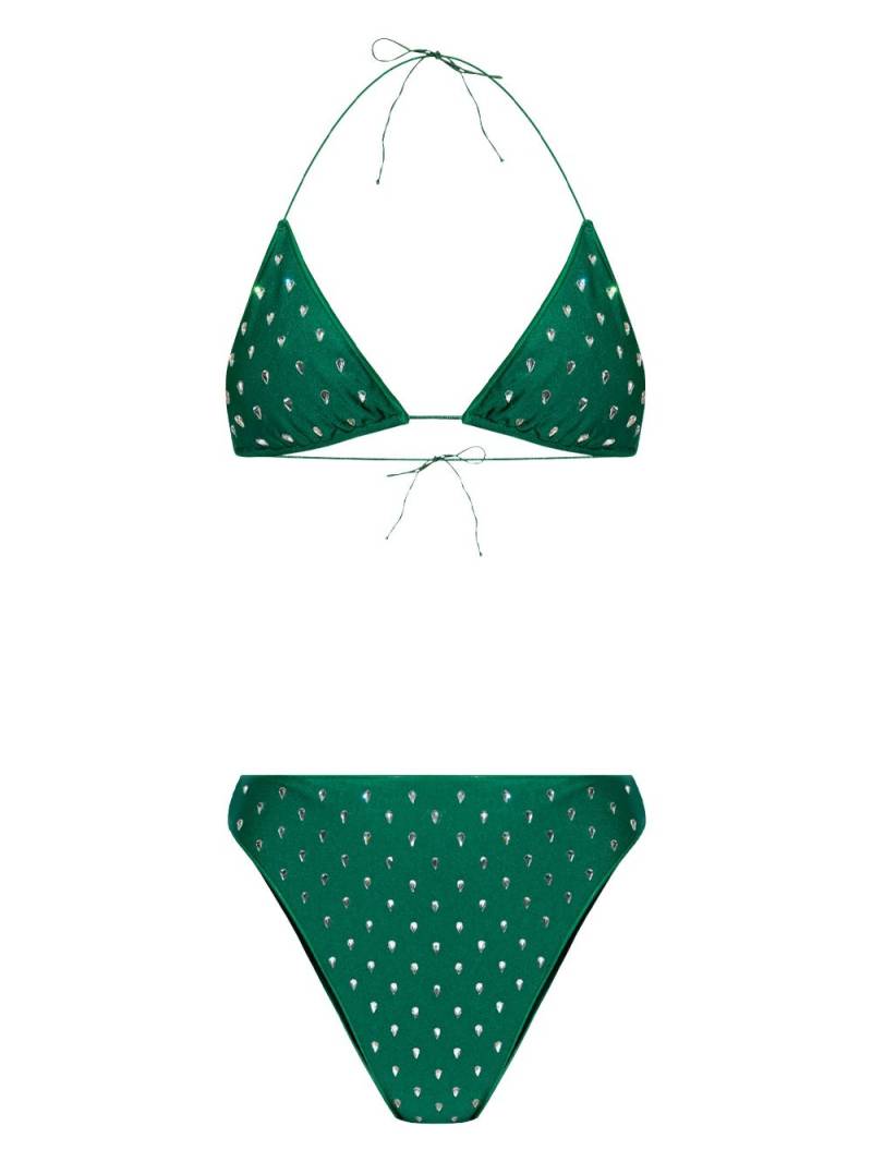 Oséree rhinestone-embellished high-waisted bikini - Green von Oséree