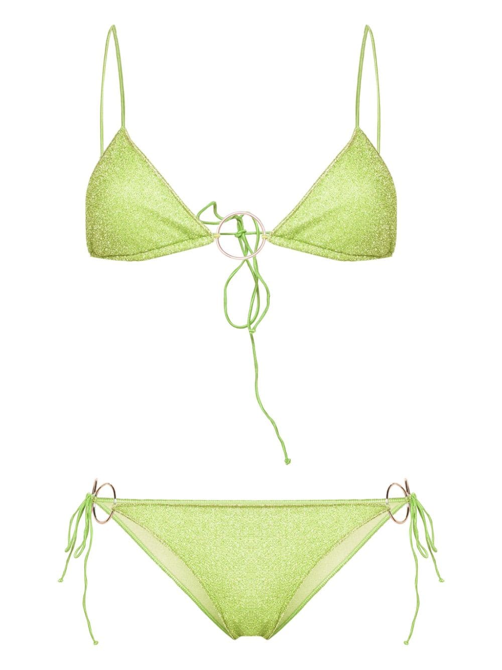 Oséree ring-embellished lurex bikini - Green von Oséree