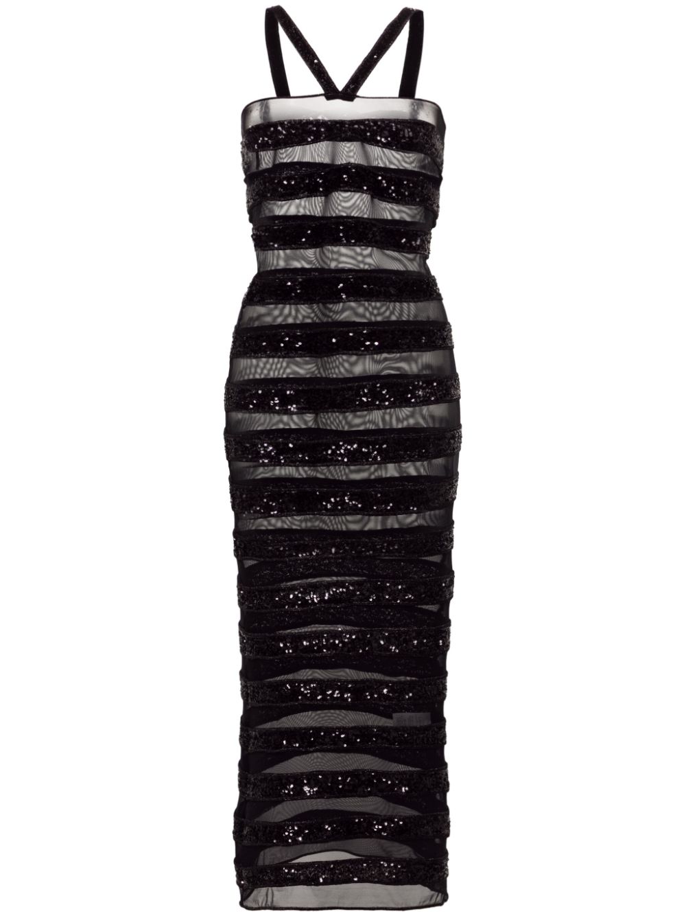 Oséree sequin-embellished striped maxi dress - Black von Oséree