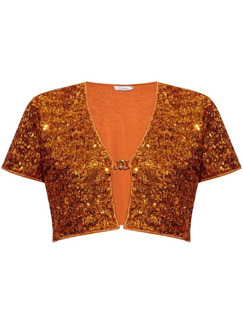 Oséree sequined cropped cardigan - Orange von Oséree