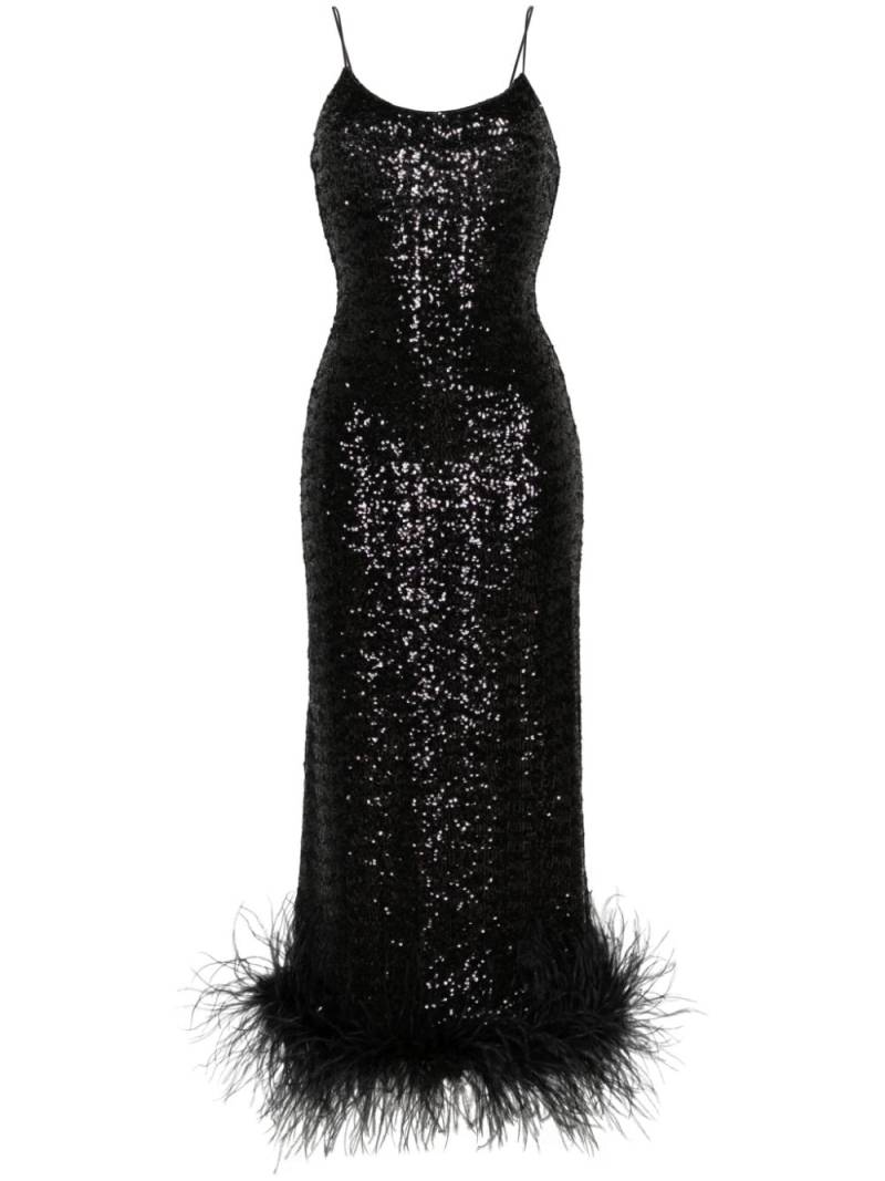 Oséree sequinned plumage maxi dress - Black von Oséree