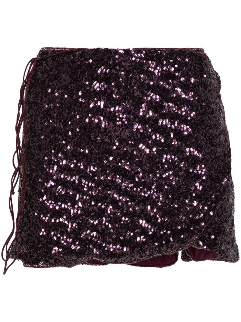 Oséree sequinned wrap mini skirt - Purple von Oséree