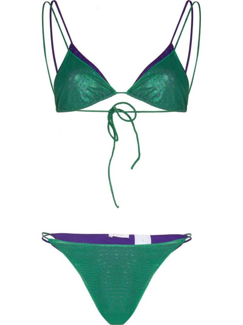 Oséree triangle-cup tie-fastening bikini - Green von Oséree