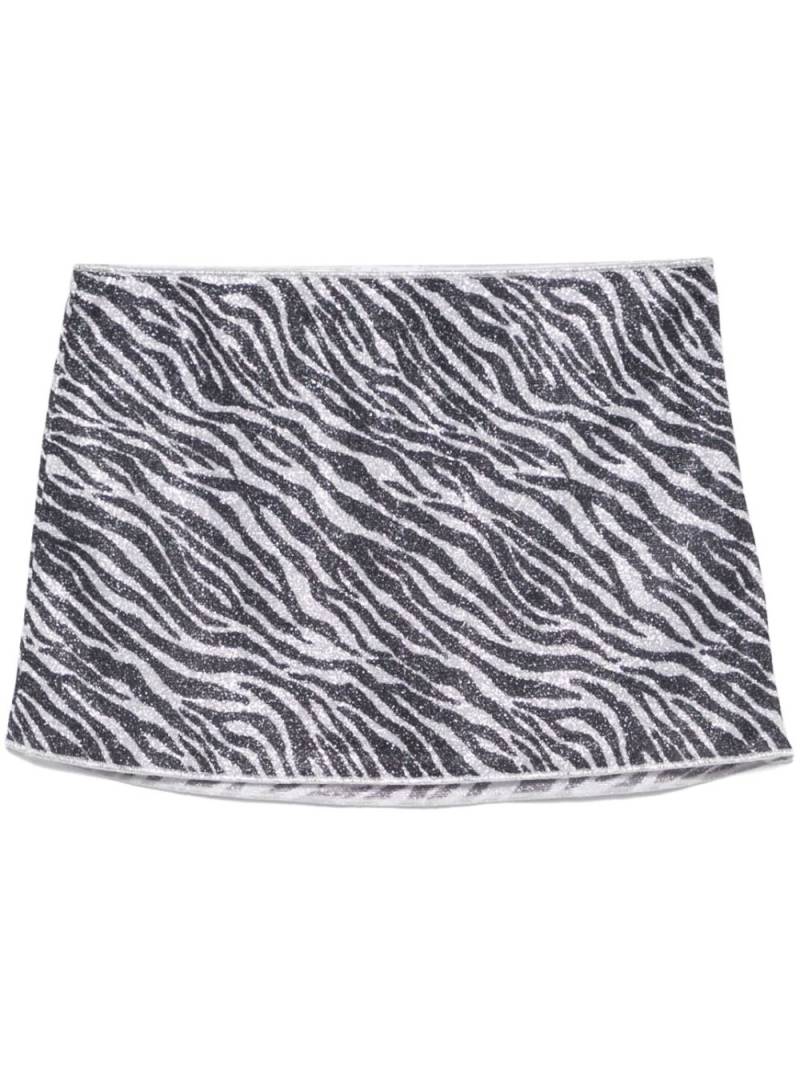 Oséree zebra-print lurex mini skirt - Black von Oséree