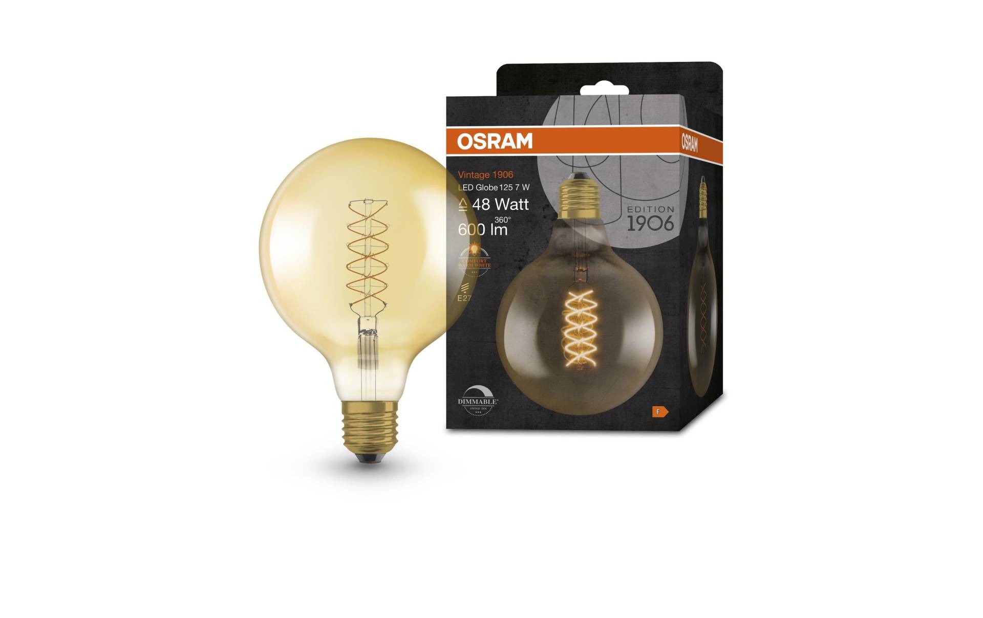 Osram LED-Leuchtmittel »Vintage 1906 Globe, 7W, E27, Warmweiss«, E27, 1 St., Warmweiss von Osram