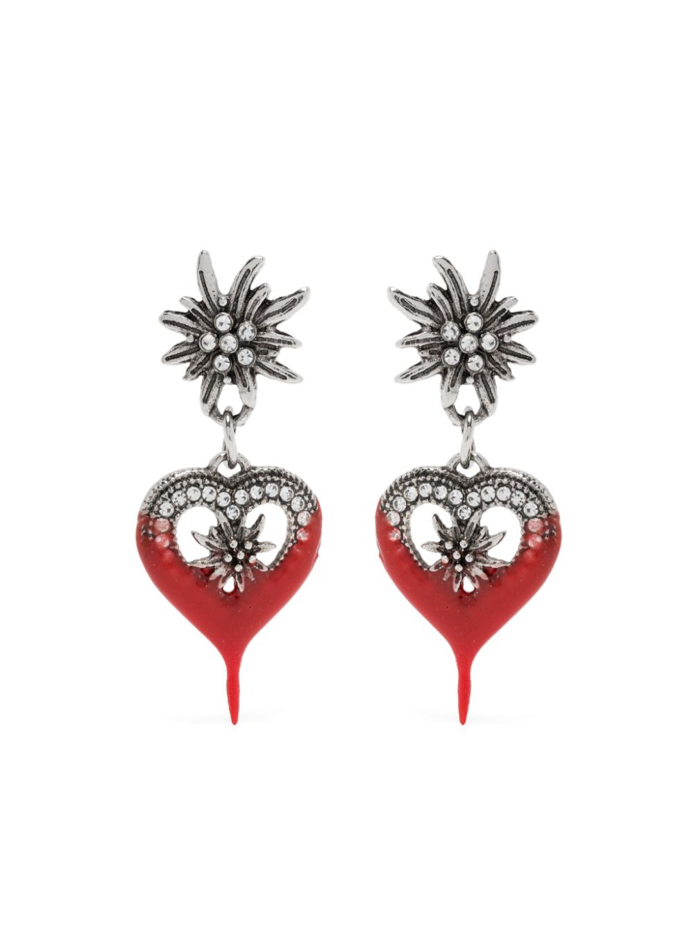 Ottolinger Dipped Flower Heart earrings - Red von Ottolinger