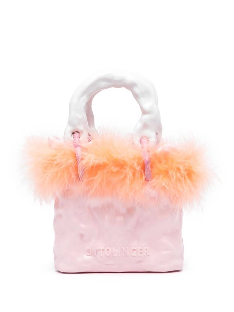 Ottolinger Signature Ceramic feather-trim tote bag - Pink von Ottolinger