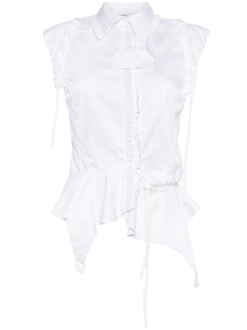 Ottolinger asymmetric ruffled cotton shirt - White von Ottolinger