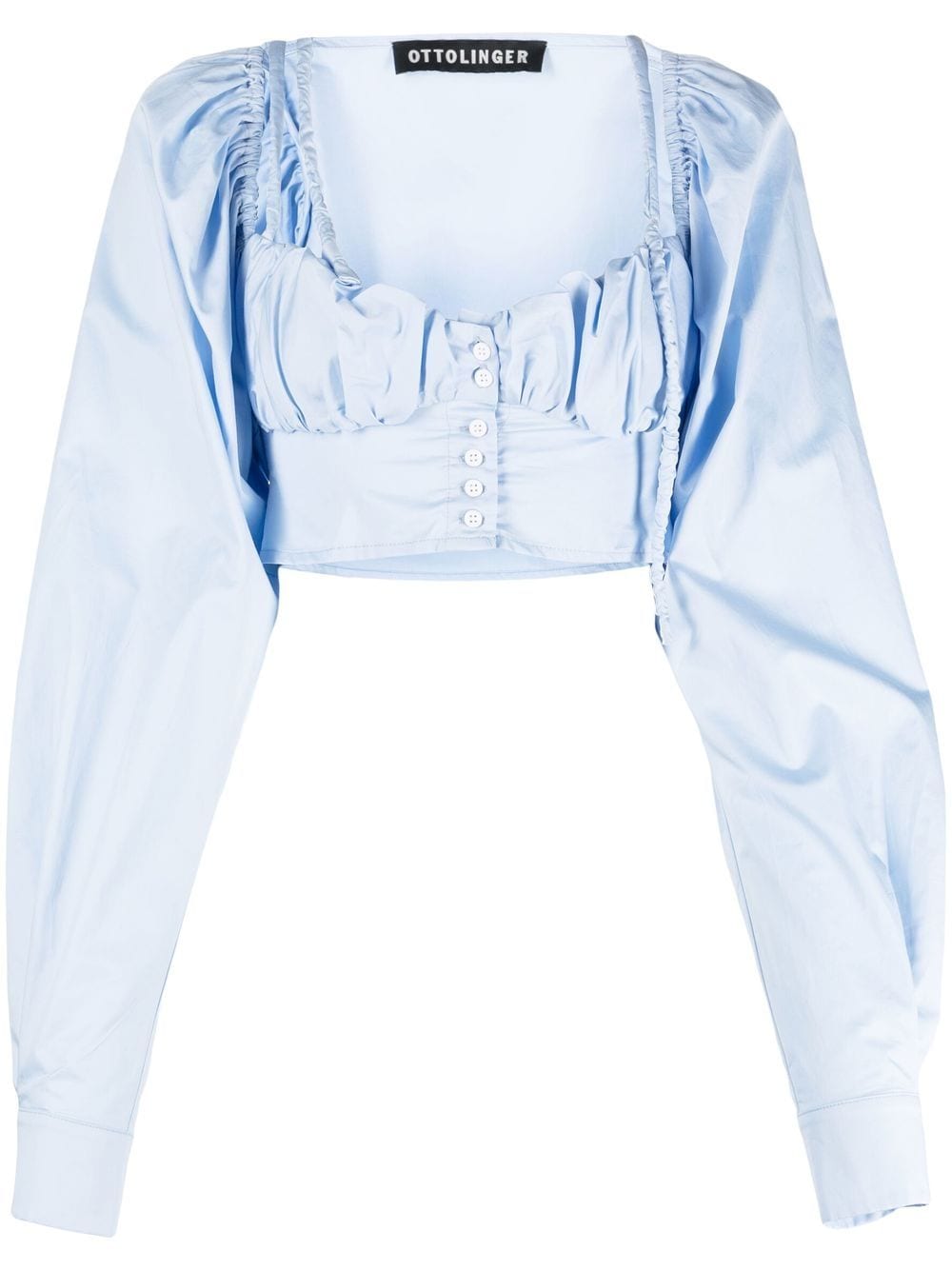 Ottolinger cropped button-fastening blouse - Blue von Ottolinger