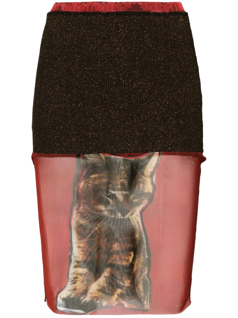 Ottolinger mesh graphic-print skirt - Brown von Ottolinger