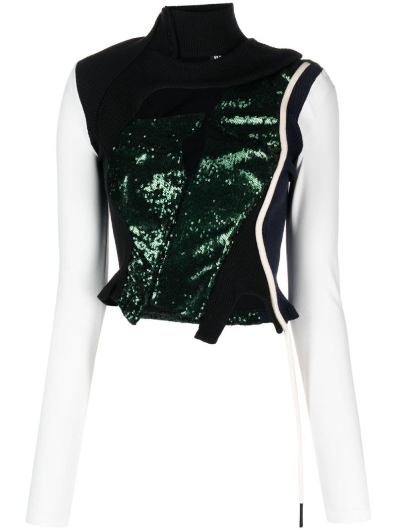 Ottolinger sequin-embellished panelled top - Green von Ottolinger