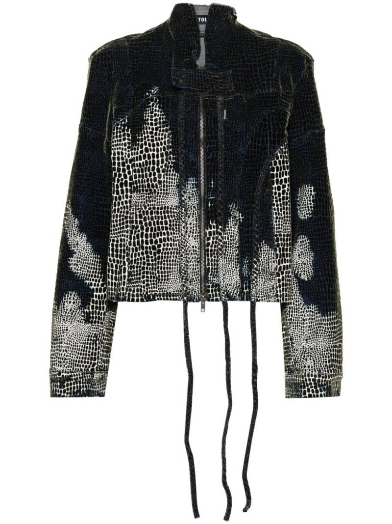 Ottolinger velvet-print cropped denim jacket - Blue von Ottolinger