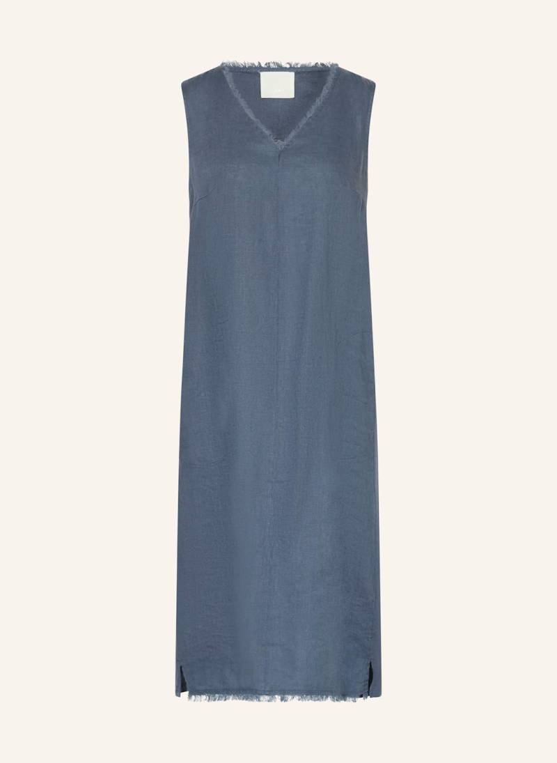 Oui Kleid Im Materialmix Mit Leinen blau von Oui
