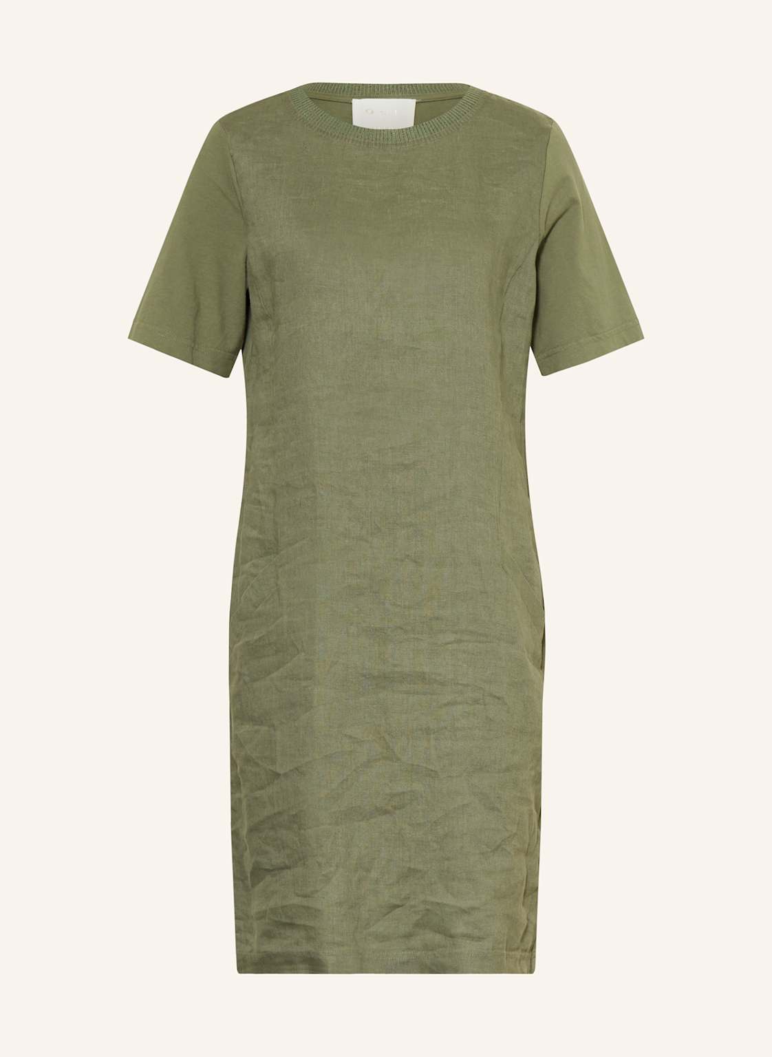 Oui Kleid Im Materialmix Mit Leinen gruen Oui Kleid Im Materialmix Mit Leinen gruen von Oui