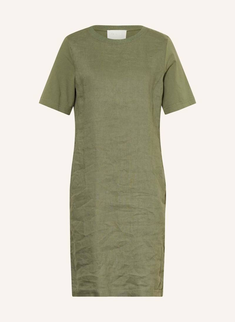 Oui Kleid Im Materialmix Mit Leinen gruen von Oui