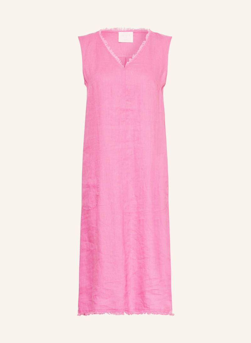 Oui Kleid Im Materialmix Mit Leinen pink von Oui