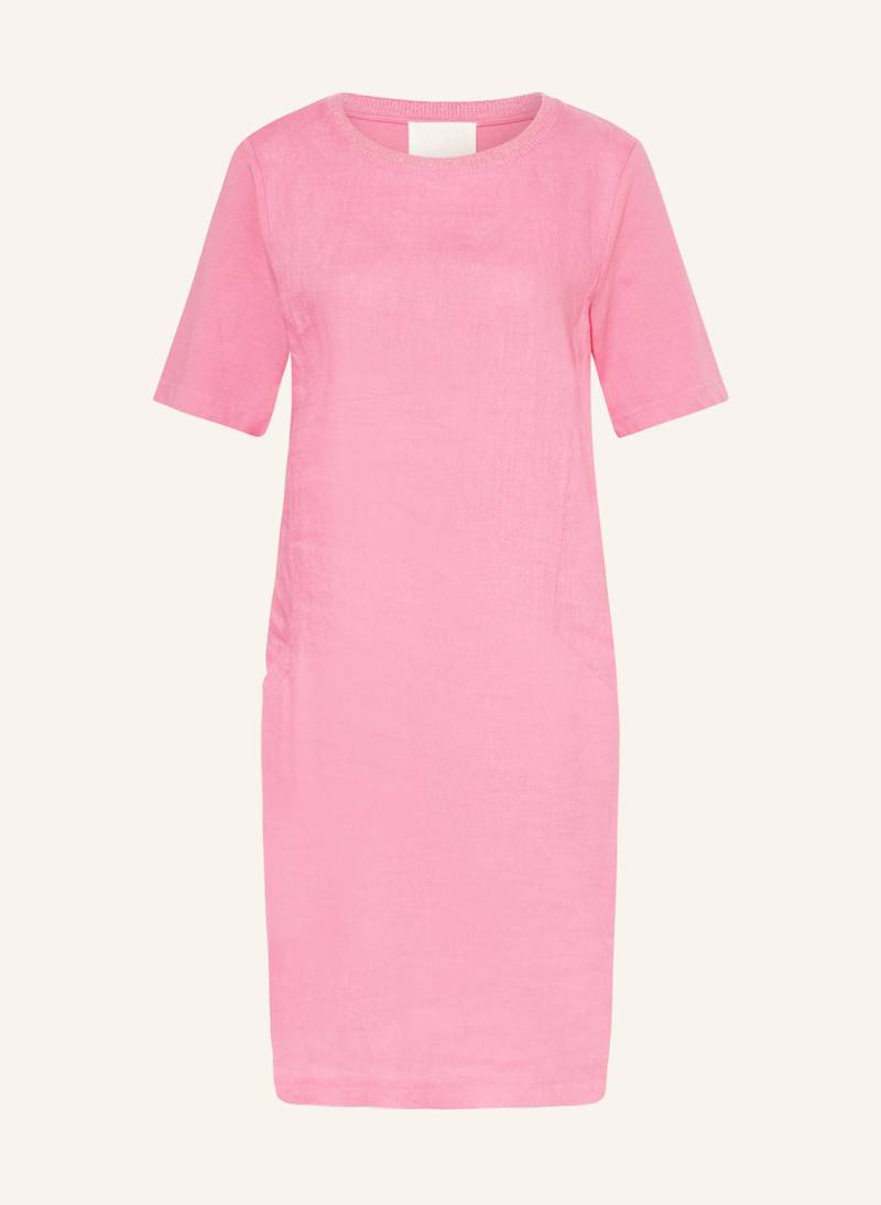 Oui Kleid Im Materialmix Mit Leinen pink von Oui