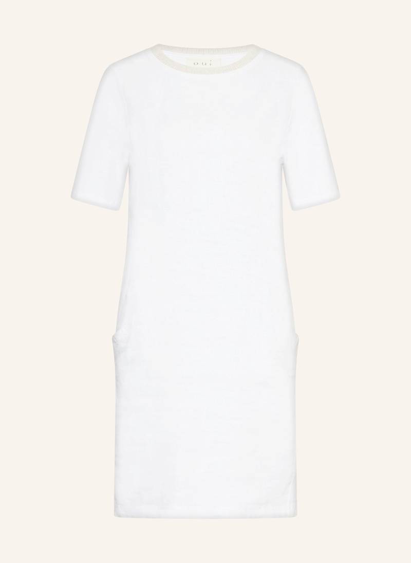 Oui Kleid Im Materialmix Mit Leinen weiss von Oui