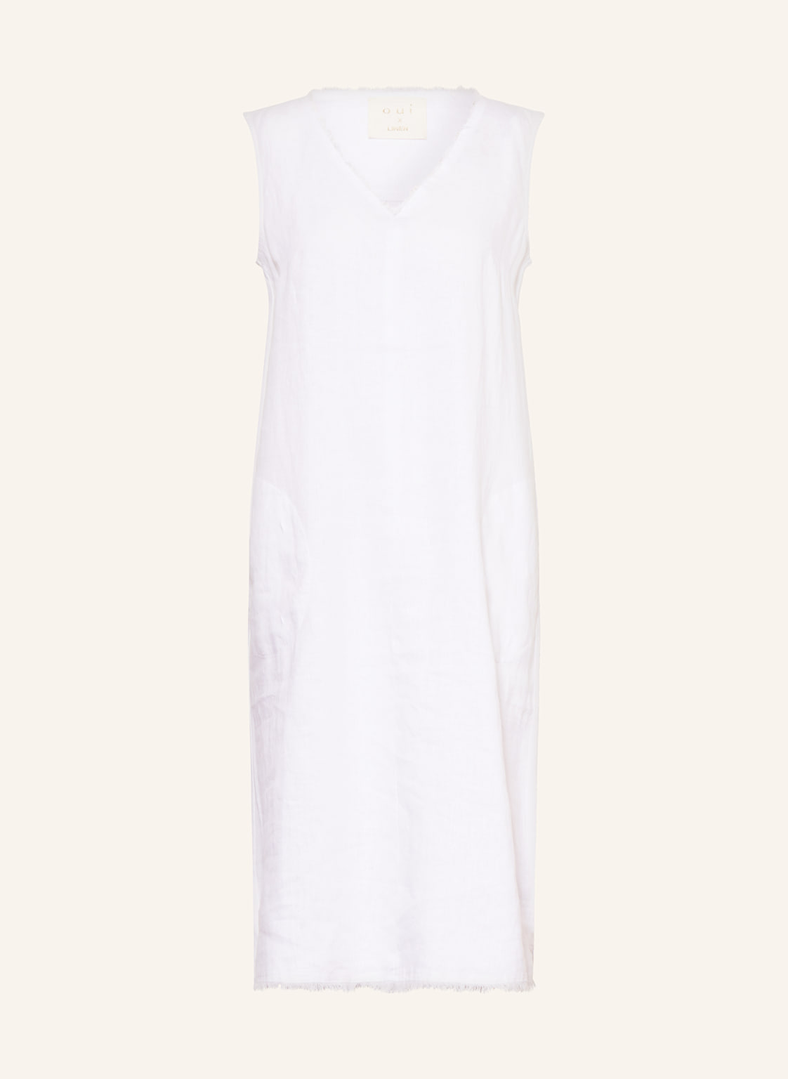 Oui Kleid Im Materialmix Mit Leinen weiss von Oui