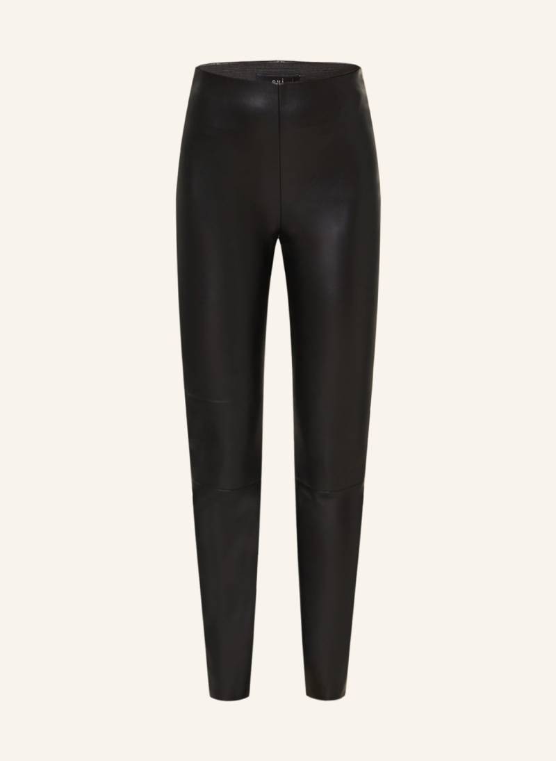 Oui Leggings In Lederoptik schwarz von Oui