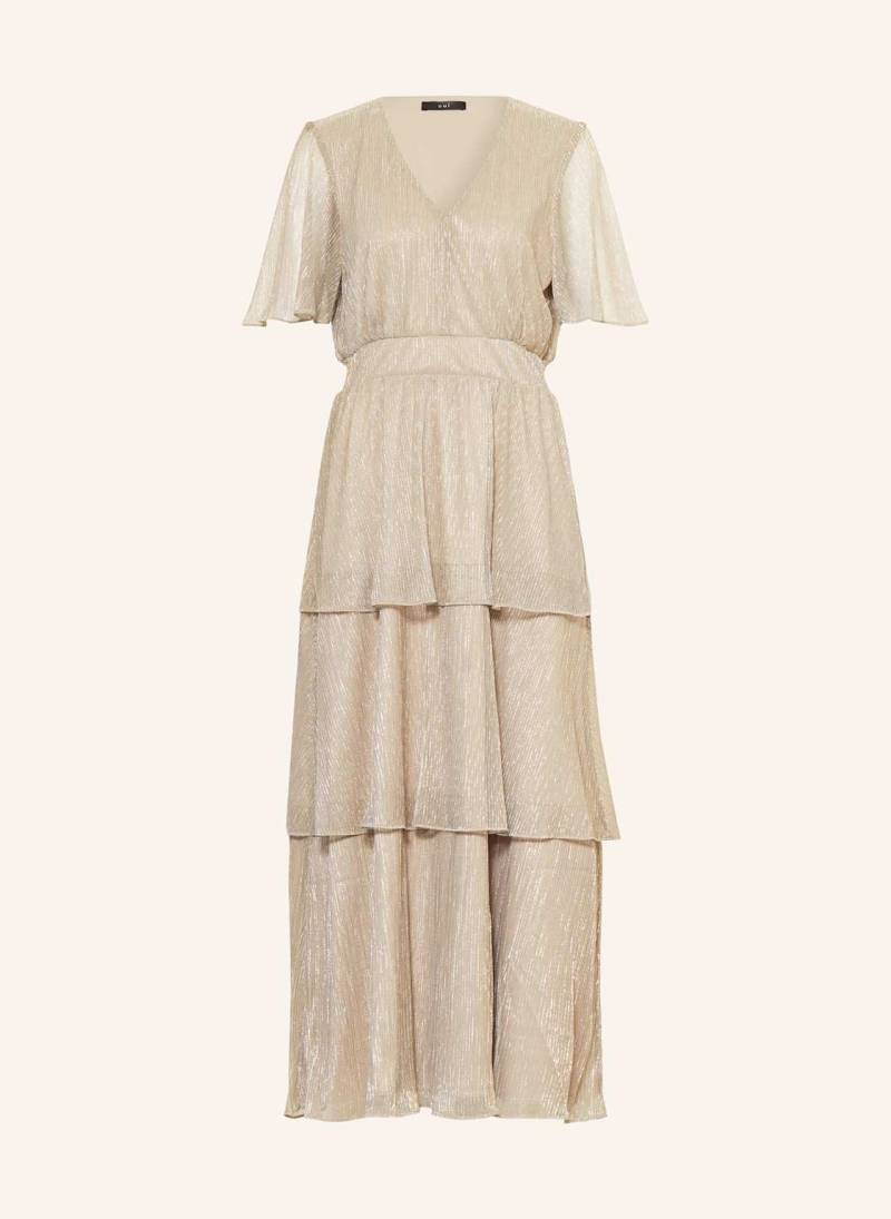 Oui Plisseekleid Mit Glitzergarn beige von Oui