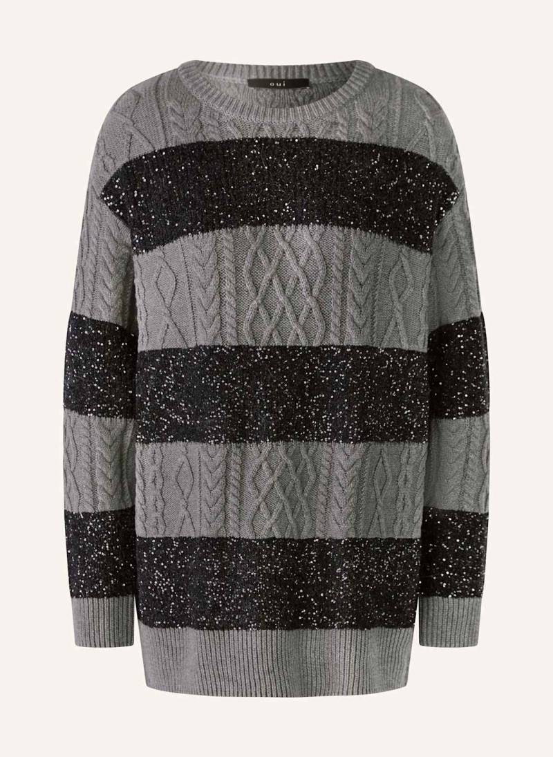 Oui Pullover Mit Pailletten grau von Oui