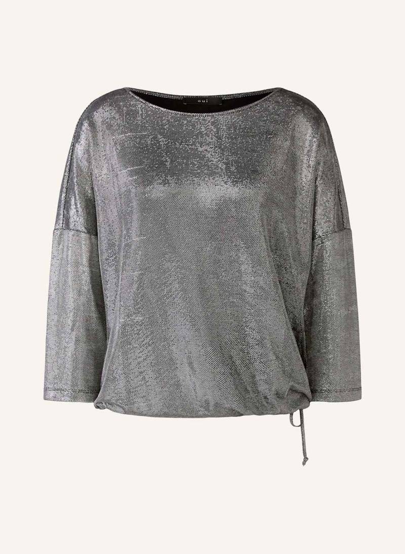 Oui Shirt Mit 3/4-Arm Und Glitzergarn grau von Oui