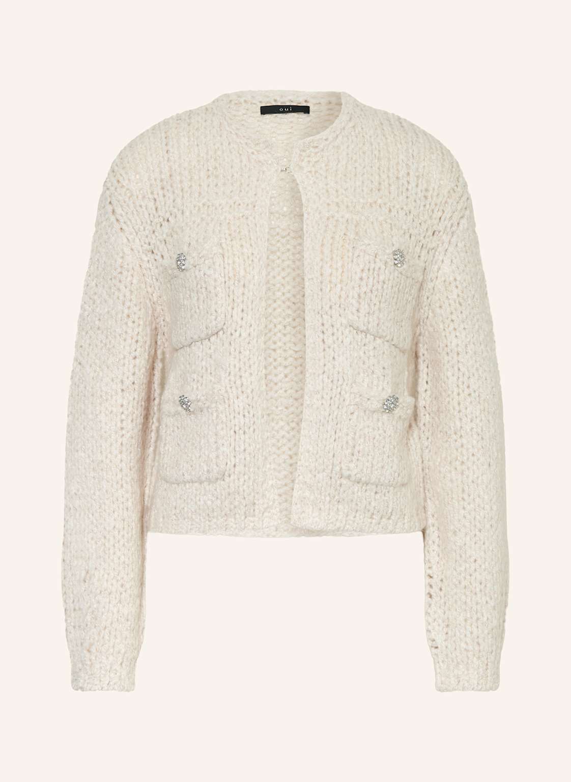 Oui Strickjacke Mit Schmucksteinen beige Oui Strickjacke Mit Schmucksteinen beige von Oui