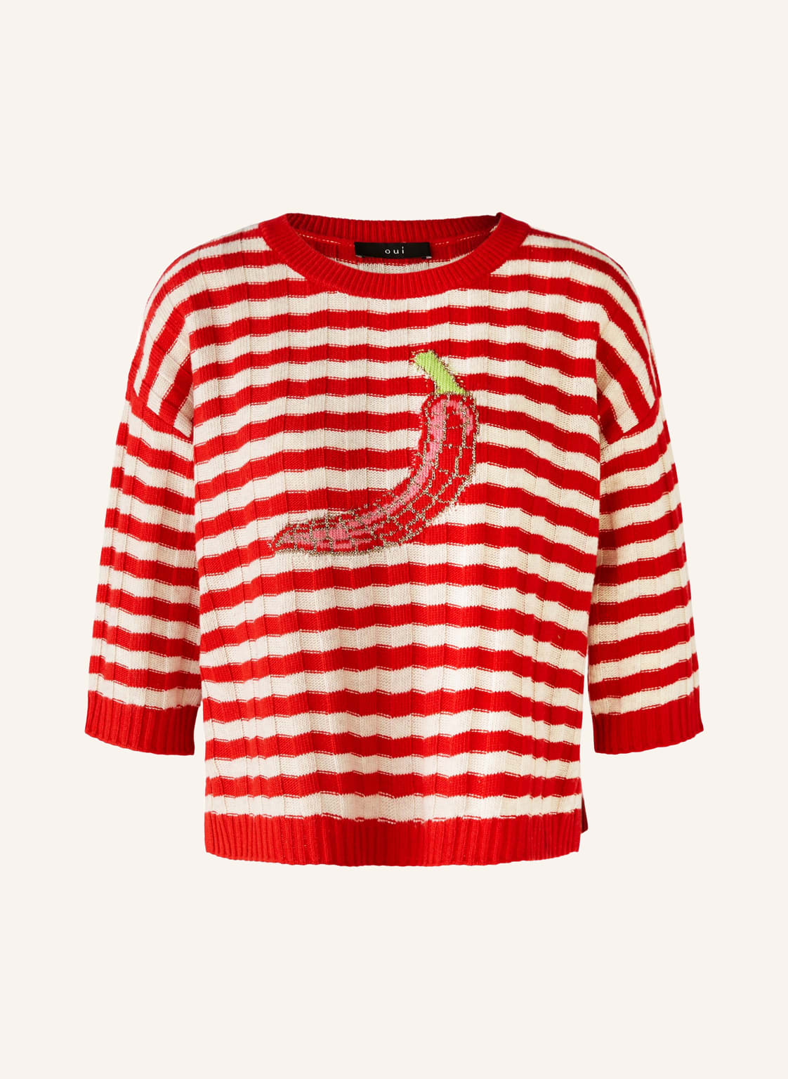 Oui Strickshirt Mit Glitzergarn rot von Oui