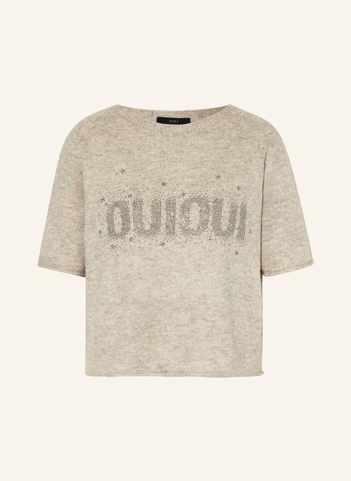 Oui Strickshirt Mit Schmucksteinen beige von Oui