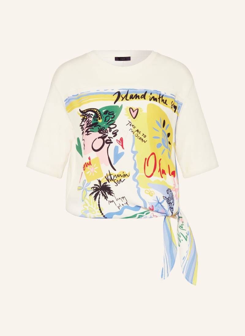 Oui T-Shirt Im Materialmix weiss von Oui