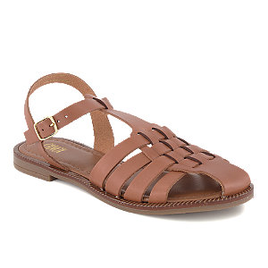 Oxmox Damen Flache Sandalette Braun von Oxmox