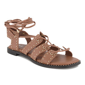 Oxmox Damen Flache Sandalette Cognac von Oxmox