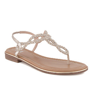 Oxmox Damen Flache Sandalette Gold von Oxmox