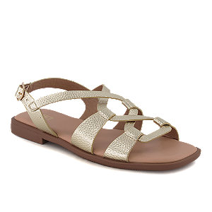 Oxmox Damen Flache Sandalette Gold von Oxmox