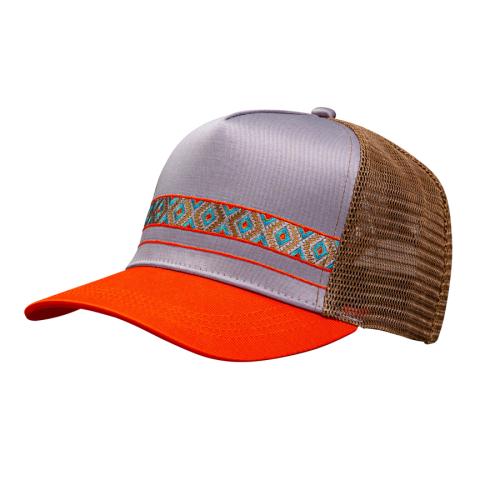 P.A.C. Twill Trucker Cap Rampis - blue/multi orange (Grösse: one si) von P.A.C