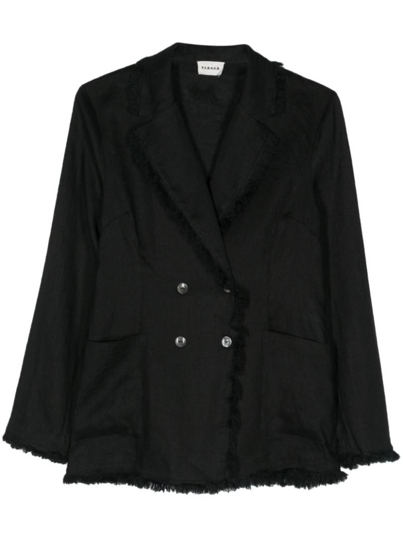 P.A.R.O.S.H. Beach24 frayed linen blazer - Black von P.A.R.O.S.H.