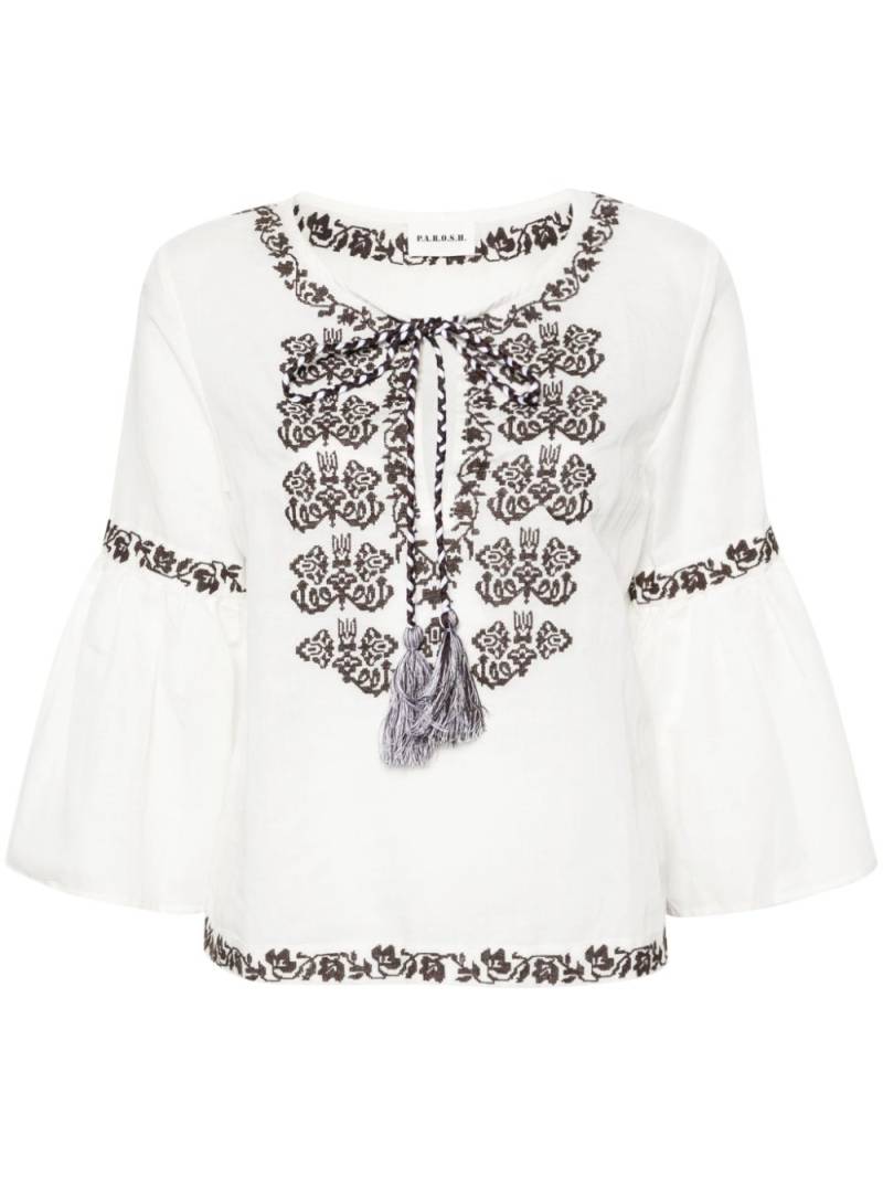 P.A.R.O.S.H. Ciclone floral-embroidered blouse - White von P.A.R.O.S.H.