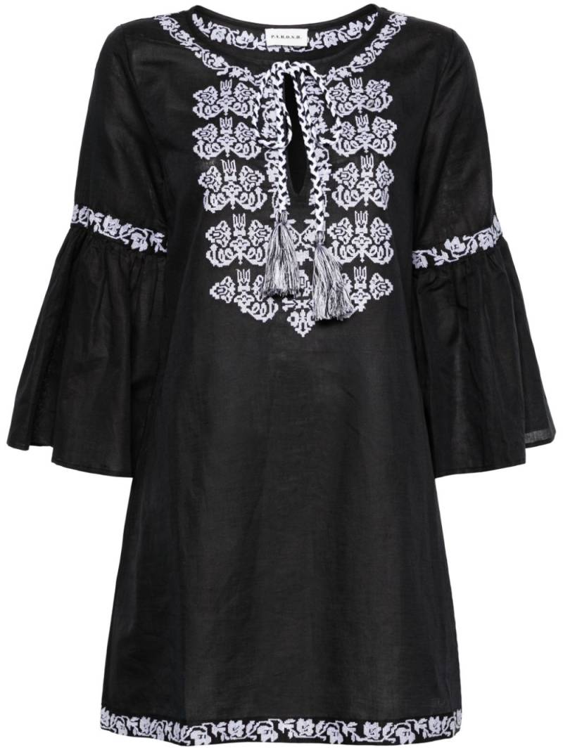 P.A.R.O.S.H. Ciclone floral-embroidered minidress - Black von P.A.R.O.S.H.