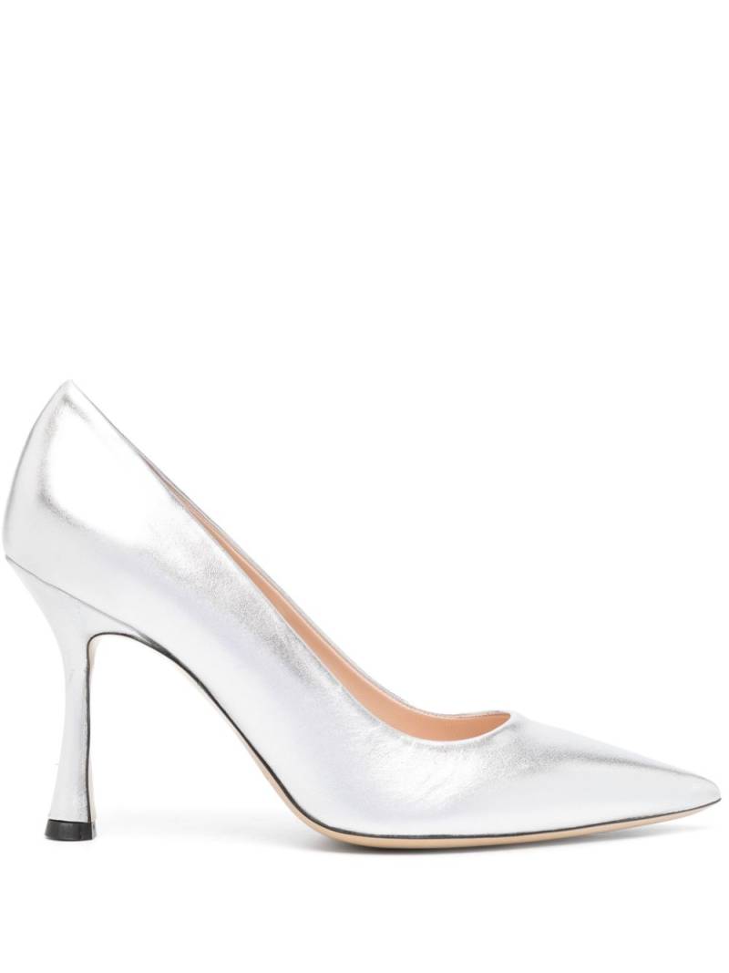 P.A.R.O.S.H. Decollette 105mm metallic pumps - Silver von P.A.R.O.S.H.