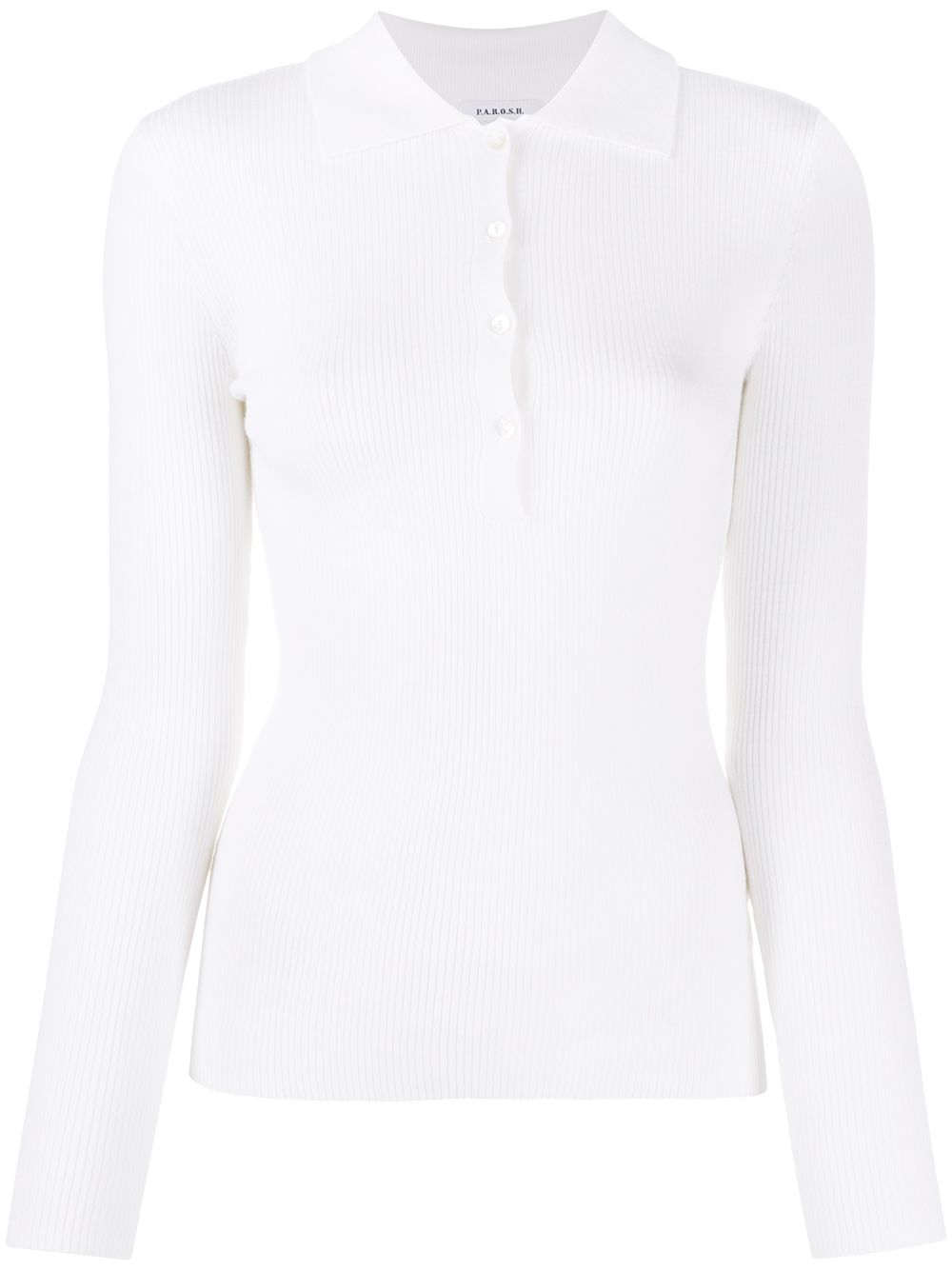 P.A.R.O.S.H. Leila ribbed polo top - White von P.A.R.O.S.H.