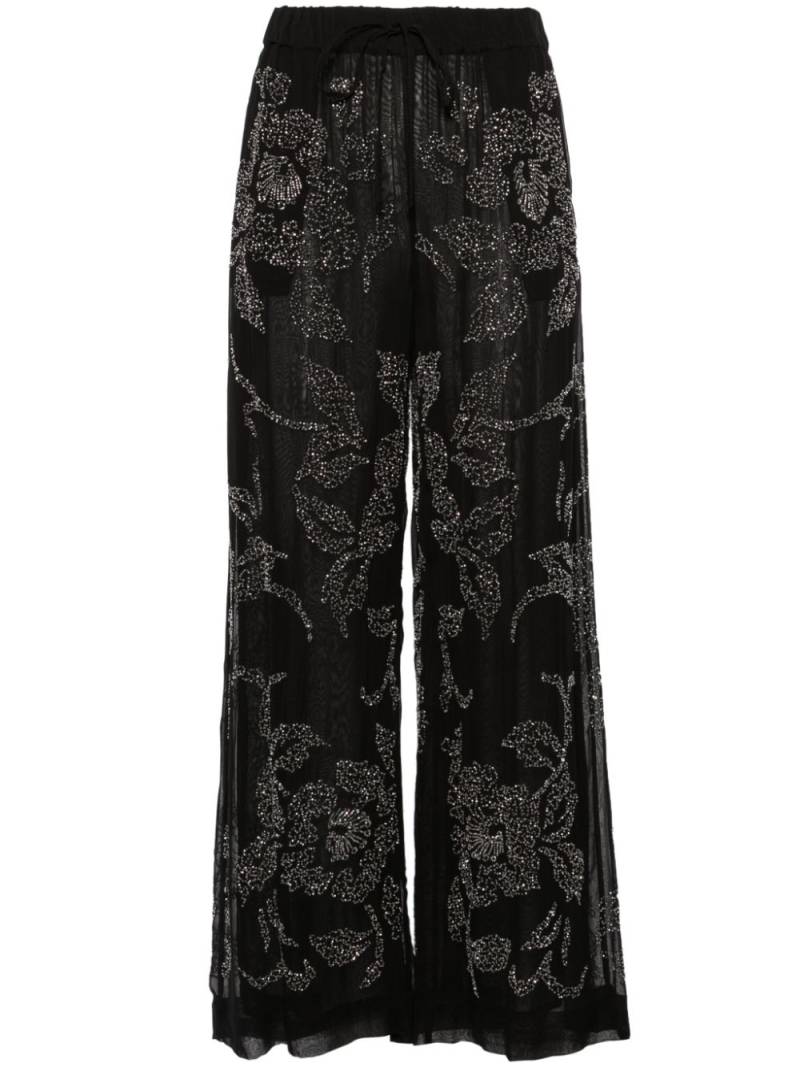 P.A.R.O.S.H. Rilda beaded wide-leg trousers - Black von P.A.R.O.S.H.