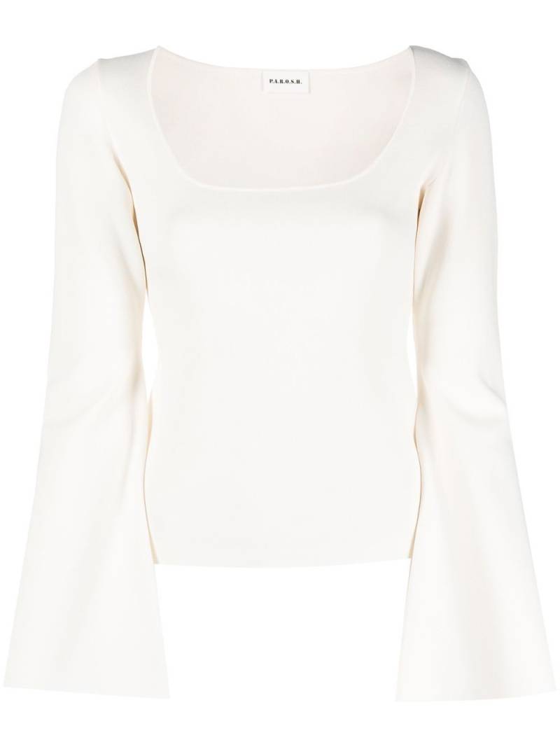 P.A.R.O.S.H. Roma flared-sleeve knitted top - White von P.A.R.O.S.H.