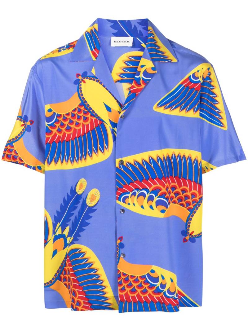 P.A.R.O.S.H. Seagled short-sleeve silk shirt - Blue von P.A.R.O.S.H.