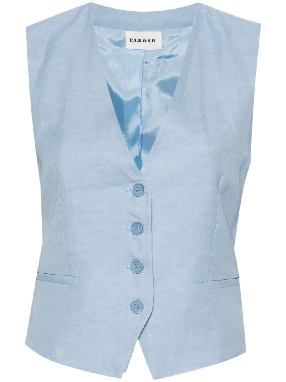 P.A.R.O.S.H. V-neck button-down waistcoat - Blue von P.A.R.O.S.H.