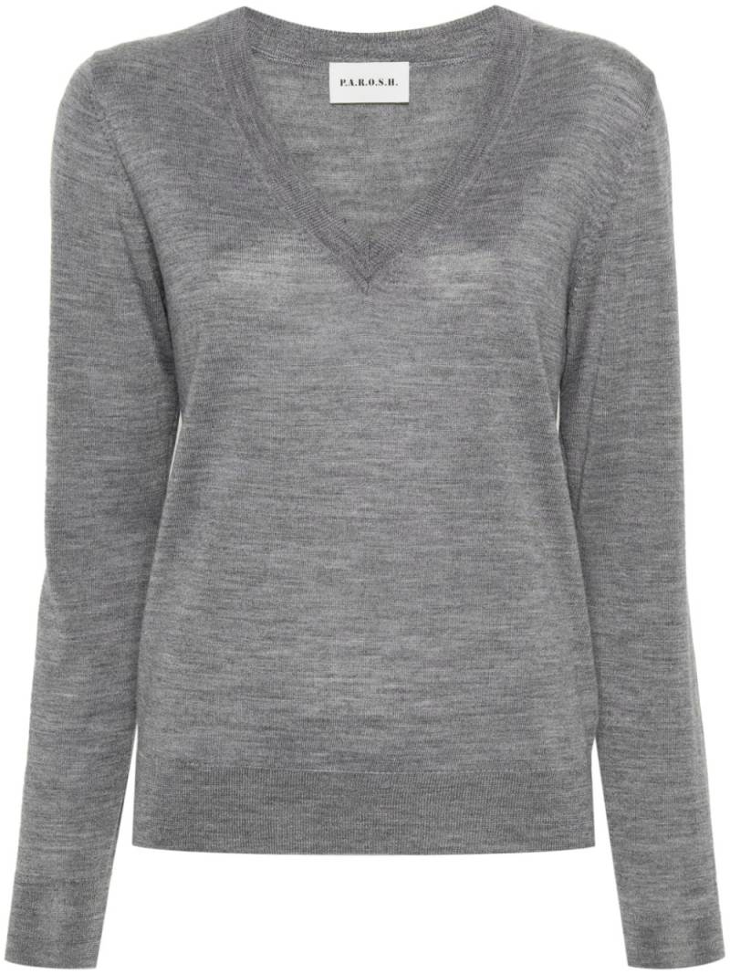 P.A.R.O.S.H. V-neck fine-knit jumper - Grey von P.A.R.O.S.H.