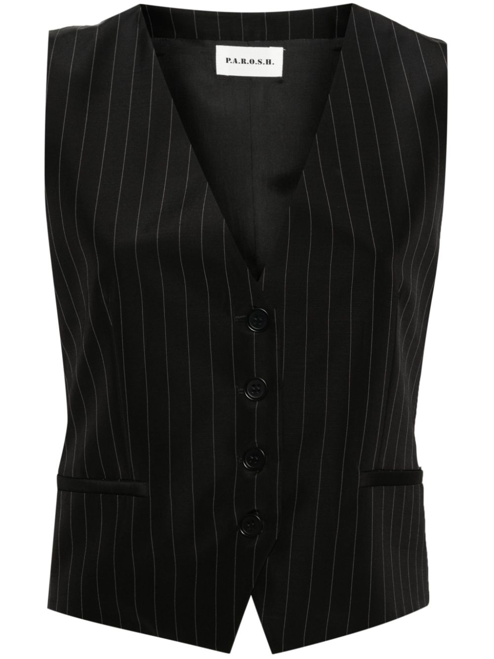 P.A.R.O.S.H. V-neck pinstripe waistcoat - Black von P.A.R.O.S.H.