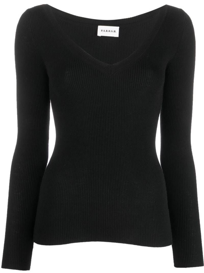 P.A.R.O.S.H. V-neck wool sweatshirt - Black von P.A.R.O.S.H.