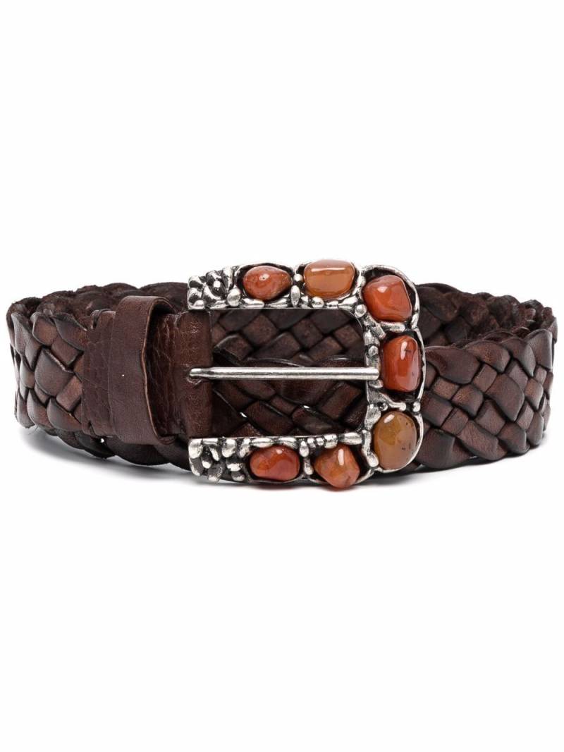 P.A.R.O.S.H. Zoe interwoven embellished leather belt - Brown von P.A.R.O.S.H.