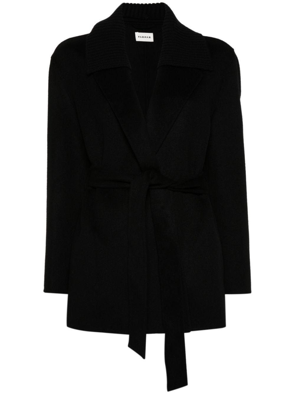 P.A.R.O.S.H. belted felted short coat - Black von P.A.R.O.S.H.